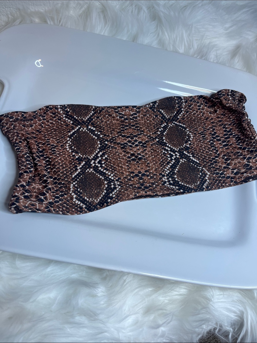 Brown Snake Print Bandeau Bikini Set - Picture 5 of 7